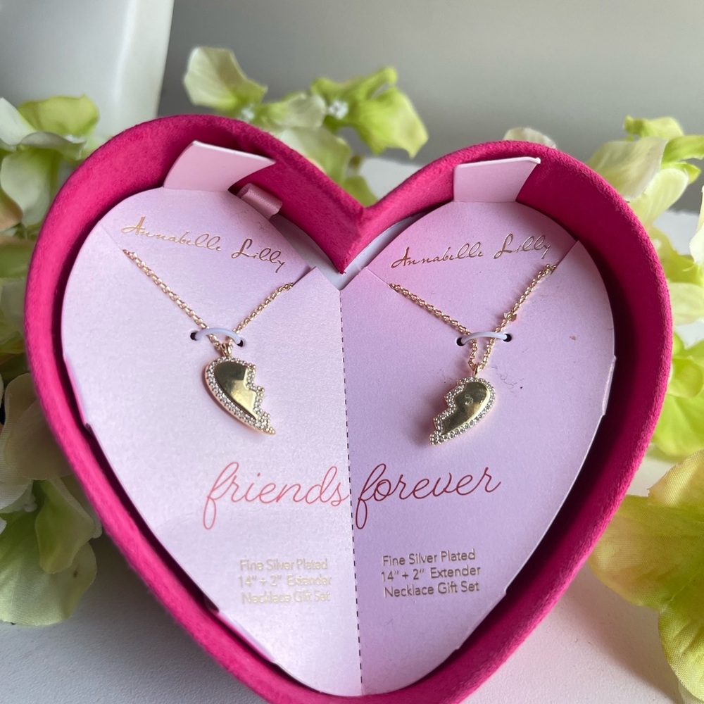 Annabelle Silver Plated Heart Necklace friends forever set
